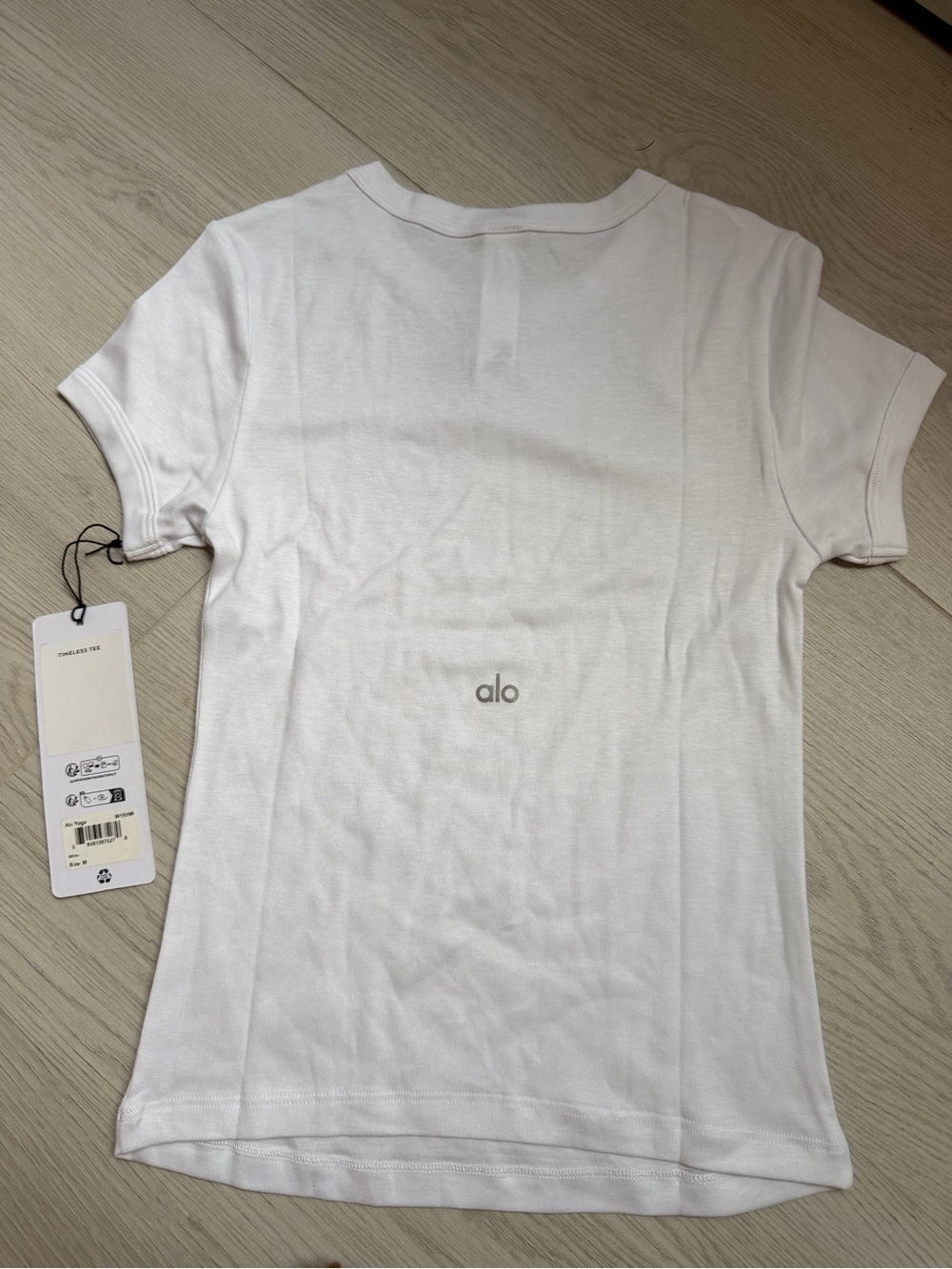 ALO Yoga White Short Sleeve Tee with Subtle Logo
